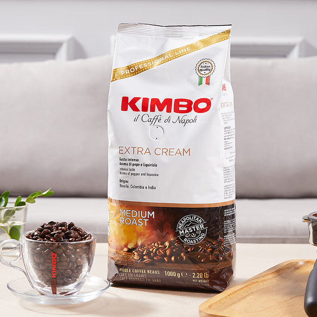 KIMBO 竞宝 意大利原装进口黑咖啡豆阿拉比卡意式咖啡豆黄标1KG