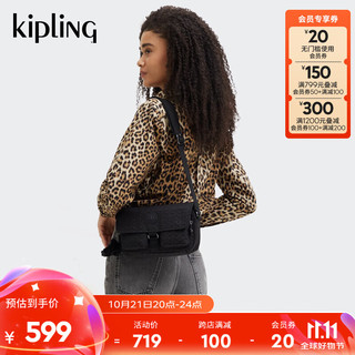 kipling 凯普林 女款2024秋冬时尚潮流单肩包斜挎包腋下包法棍包|CHILLY UP 黑底字母印花