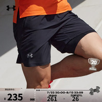 安德玛（UNDERARMOUR）春夏Launch男子二合一7英寸跑步运动短裤1382641 黑色001 M