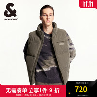 杰克·琼斯（JACK&JONES）秋冬男士棉马甲百搭舒适单侧插袋字母刺绣装饰马夹男装224434003 橄榄绿E08 橄榄绿E08 175/96A/M