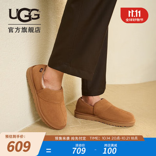 UGG 秋季男士时尚舒适平底纯色轻便一脚蹬便鞋休闲懒人鞋 1138333 CHE | 栗色 45