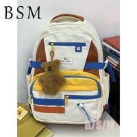 百亿补贴：BEN SHERMAN BSM书包女美式复古撞色大容量背包日系小众感高中学生宝藏双肩包