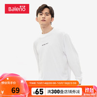 Baleno 班尼路 男士休闲简约小字印花纯棉透气圆领长袖T恤 001W