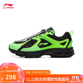 LI-NING 李宁 扶摇2.0 Trail V2丨跑鞋男款反光减震回弹老爹鞋复古跑步运动鞋 黑色/荧光绿-4 39.5