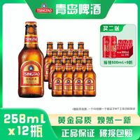 TSINGTAO 青岛啤酒 经典小棕金258ml*12瓶 金质小瓶 拉环