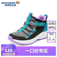 Skechers斯凯奇儿童秋冬棉鞋女童加绒保暖休闲鞋轻便耐磨运动靴子303413L 黑色/多彩色/BKMT 36码