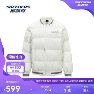 SKECHERS 斯凯奇 男女同款棒球领时尚百搭梭织短款羽绒外套