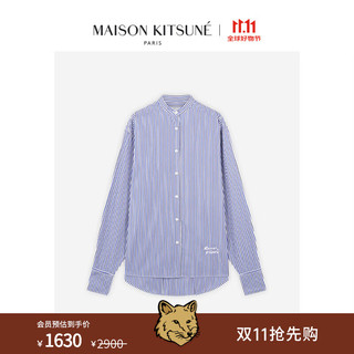 Maison Kitsune女款 FW手写体系列蓝色条纹衬衫 S431 XS