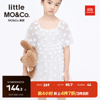 little MO&Co.童装夏装女童短袖连衣裙花瓣儿童仙气网纱裙子 本白色 110/56