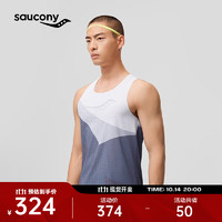 saucony 索康尼 运动背心男吸湿速干跑步背心透气轻量舒适无袖上衣T恤 白灰黑 S