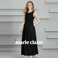 Marie Claire 嘉人 白色无袖长款连衣裙女2024新款秋冬高级感打底气质优雅a字裙