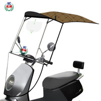 名婵 电动车雨棚电瓶车摩托车防雨棚两轮挡雨罩遮阳棚车棚防晒雨伞 卡其色 车有后视镜款