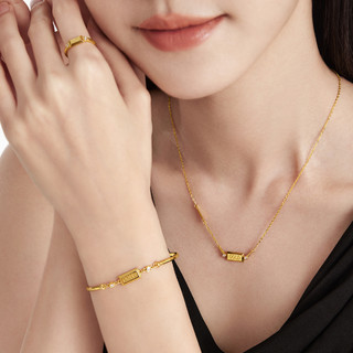 CHOW TAI FOOK 周大福 ING X D系列小金条小金砖足金黄金镶钻钻石戒指女RU669