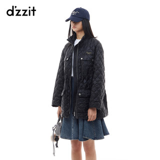 DZZIT地素羽绒服2024冬季菱格纹都市精致感上衣女黑色 黑色 XS