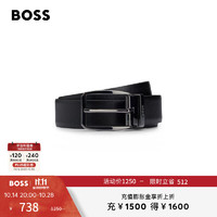 BOSS（服装） BOSS男士潮流年早秋光滑加纹理皮革腰带 002-黑色 EU:ONESI