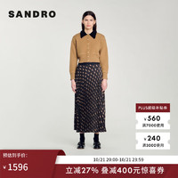 Sandro 2024秋季女装法式印花撞色长款百褶半身裙SFPJU01315 B298/多色 38