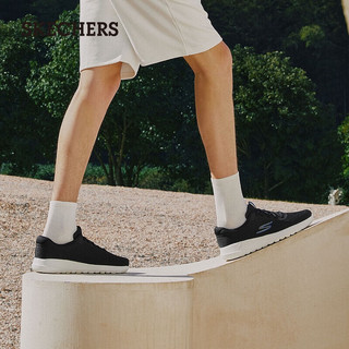 SKECHERS 斯凯奇 秋冬男鞋缓震轻便跑步鞋休闲运动鞋216281黑色/蓝色