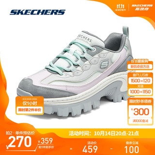 SKECHERS 斯凯奇 2024年春季女休闲鞋厚底增高老爹鞋百搭运动鞋177233 灰色/淡紫色/GYLV 37