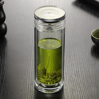 SIBAO 思宝 玻璃杯山水知音男士双层泡茶水杯商务水晶杯车载茶杯子 1号-280ml