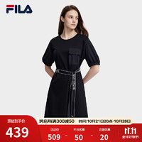 FILA 斐乐 女子针织连衣裙2024夏时尚休闲裙子 传奇蓝-NV 160/80A/S