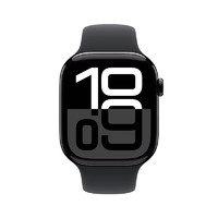 Apple 苹果 Watch Series 10 智能手表 GPS款 46mm 亮黑色 黑色橡胶表带 M/L