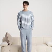 【柔软高弹半边绒】慕斯条纹睡衣保暖加厚家居服套装男款
