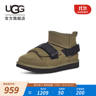 UGG 女士经典时尚舒适圆头平底束带时尚休闲短靴 1133471 焦橄榄色 39