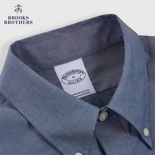 布克兄弟（BrooksBrothers）男士24早秋牛津纺刺绣logo长袖衬衫 4003-牛仔蓝 2XL XXL