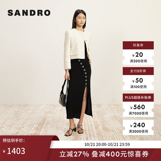 Sandro 2024春秋新款女装法式优雅粗花呢短款小西装外套 SFPVE00956