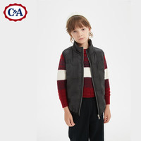 西雅衣家 C&A儿童羽绒马甲冬款男女童纯色休闲马甲外穿鸭绒马甲中大童 黑色 120