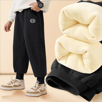 西雅衣家 C&A儿童裤子休闲加绒裤冬款男女休闲裤加绒冬款男女童裤子儿童休闲裤 黑色 120