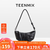 TEENMIX 天美意 女士牛皮牛角包 时尚可颂包