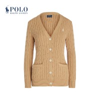 【双11】Ralph Lauren/拉夫劳伦女装 修身版棉针织开襟衫 200-棕色 XS