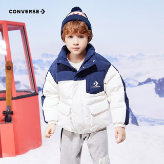 匡威（Converse）儿童装男女童短款保暖羽绒服2024冬季中大童加厚外套 藏青蓝 130/64