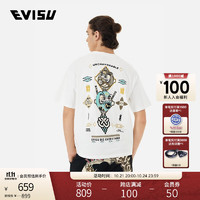 EVISU2024年秋季男士智慧之轮达摩印花T恤2EAHTM4TS1092RXCT 白色 L 【选小1-2尺寸】