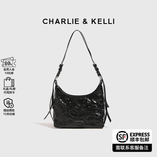 CHARLIE&KELLI 女士时尚腋下包 褶皱油蜡皮单肩斜挎包