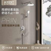 AXENT 恩仕 普霖暗装花洒全套暗藏预埋盒隐藏嵌入非恒温冷热淋浴手持花洒套装 F104枪灰-有顶喷(含预埋件)