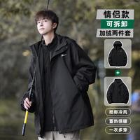 WARRIOR 回力 外套男女户外运动防风情侣夹克秋冬季加绒登山服