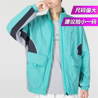 adidas 阿迪达斯 立领梭织夹克男装上衣工装拼接运动服休闲健身跑步外套偏大一码