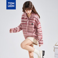 唐狮 TONLION2024秋季新款女POLO领前胸小细节条纹毛线衫TB 法鲁红 S