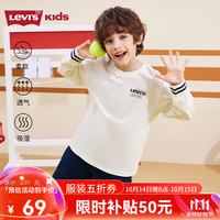 Levi's李维斯童装春秋款男童圆领长袖T恤儿童休闲百搭上衣 糖果白 140/68(S)