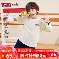 Levi's李维斯童装春秋款男童圆领长袖T恤儿童休闲百搭上衣 糖果白 140/68(S)