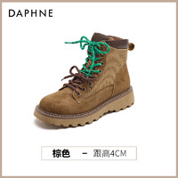 DAPHNE 达芙妮 早秋马丁靴女2024新款秋季厚底大黄靴工装百搭防滑登山短靴