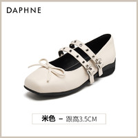 DAPHNE 达芙妮 玛丽珍单鞋女2024新款秋季国风蝴蝶结芭蕾浅口配裙子小皮鞋