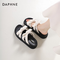 DAPHNE 达芙妮 厚底拖鞋女夏外穿2024新款蝴蝶结沙滩凉拖时尚松糕底拖鞋女