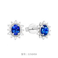 CHOW TAI FOOK 周大福 ENZO「雪花」18K金蓝宝石钻石耳钉女EZV8494