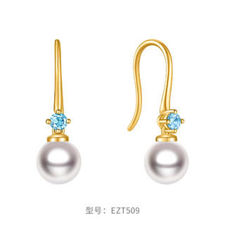 CHOW TAI FOOK 周大福 ENZO 18K金托帕石海水珍珠耳环女EZT509