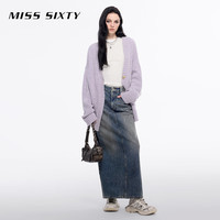 MISS SIXTY2024秋季羊驼毛针织外套女气质V领毛衣简约通勤风 紫色 XS