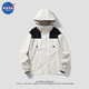 NASA RHUDE 秋冬季户外情侣拼色冲锋衣防水防风夹克青少年登山服帽檐可拆卸