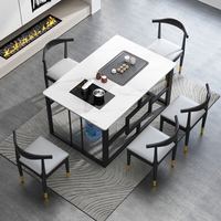 城市屋顶 茶桌带烧水壶一体桌岩板茶桌阳台休闲喝茶泡茶家庭用茶桌椅组合 茶